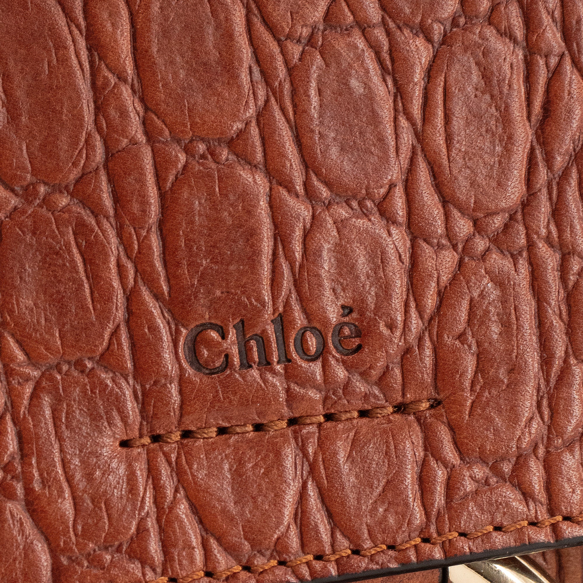 CHLOÉ - Sac à bandoulière Faye Chloé en cuir embossé croco marron