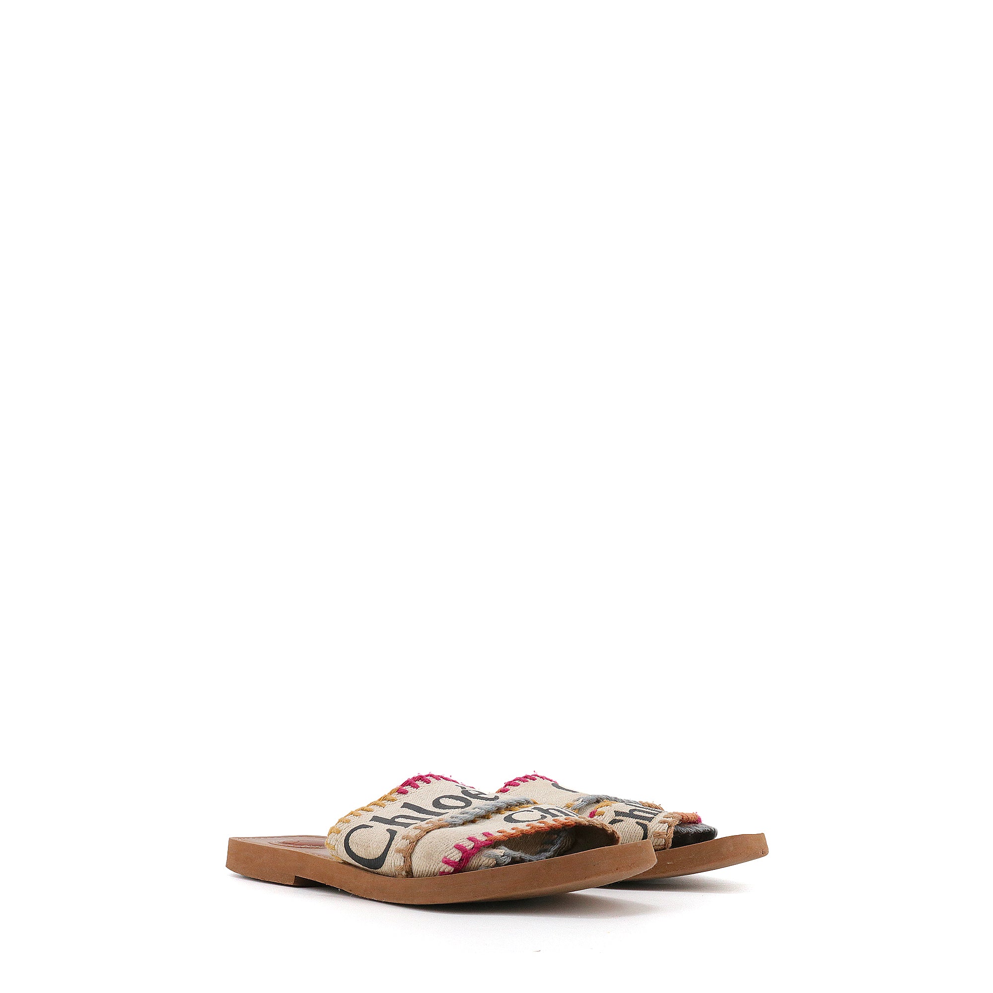 CHLOÉ - Chloé Woody sandals in white canvas (Size 37)