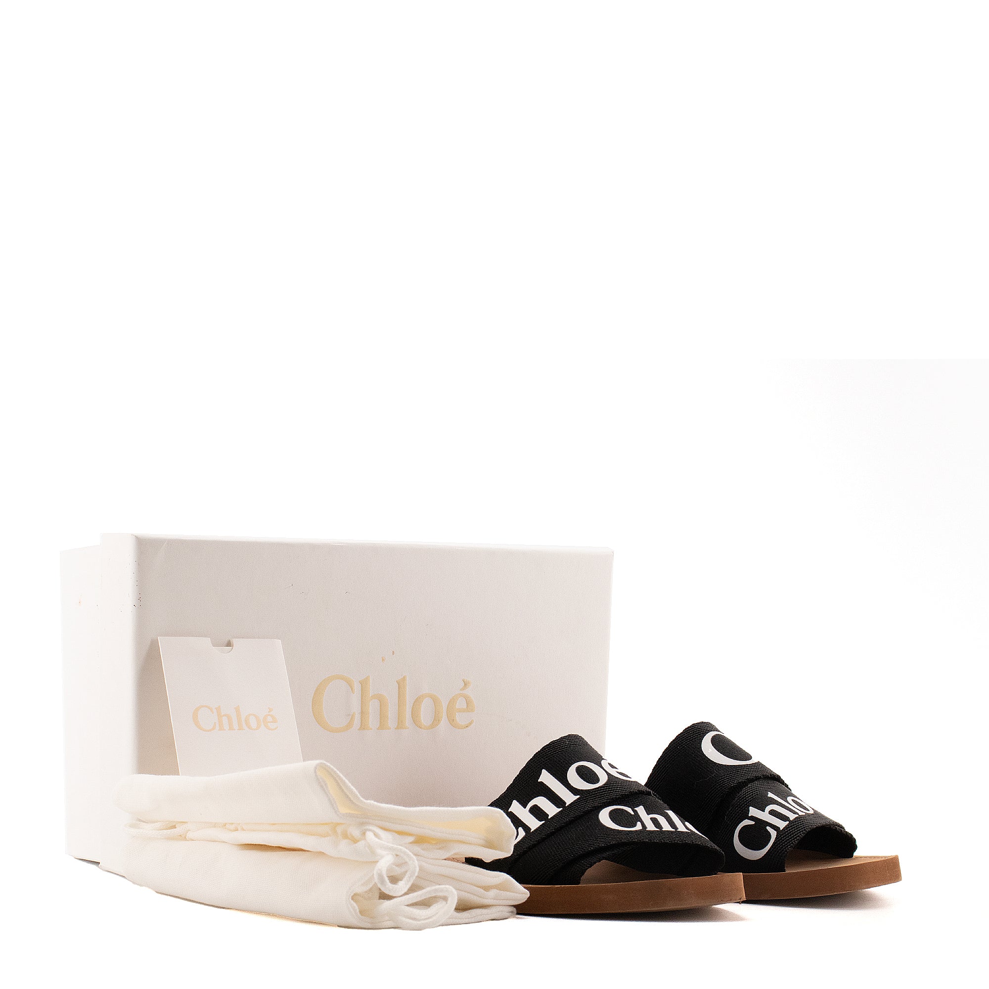 CHLOÉ - Sandales Woody Chloé en toile noire (T36)
