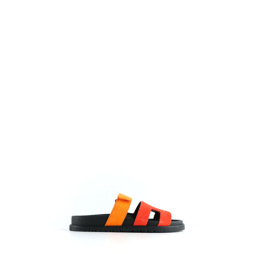 HERMÈS - Chypre sandals in red and orange suede (T36.5)