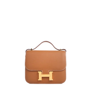 HERMÈS - Sac à bandoulière Constance 18 Hermès en cuir epsom gold