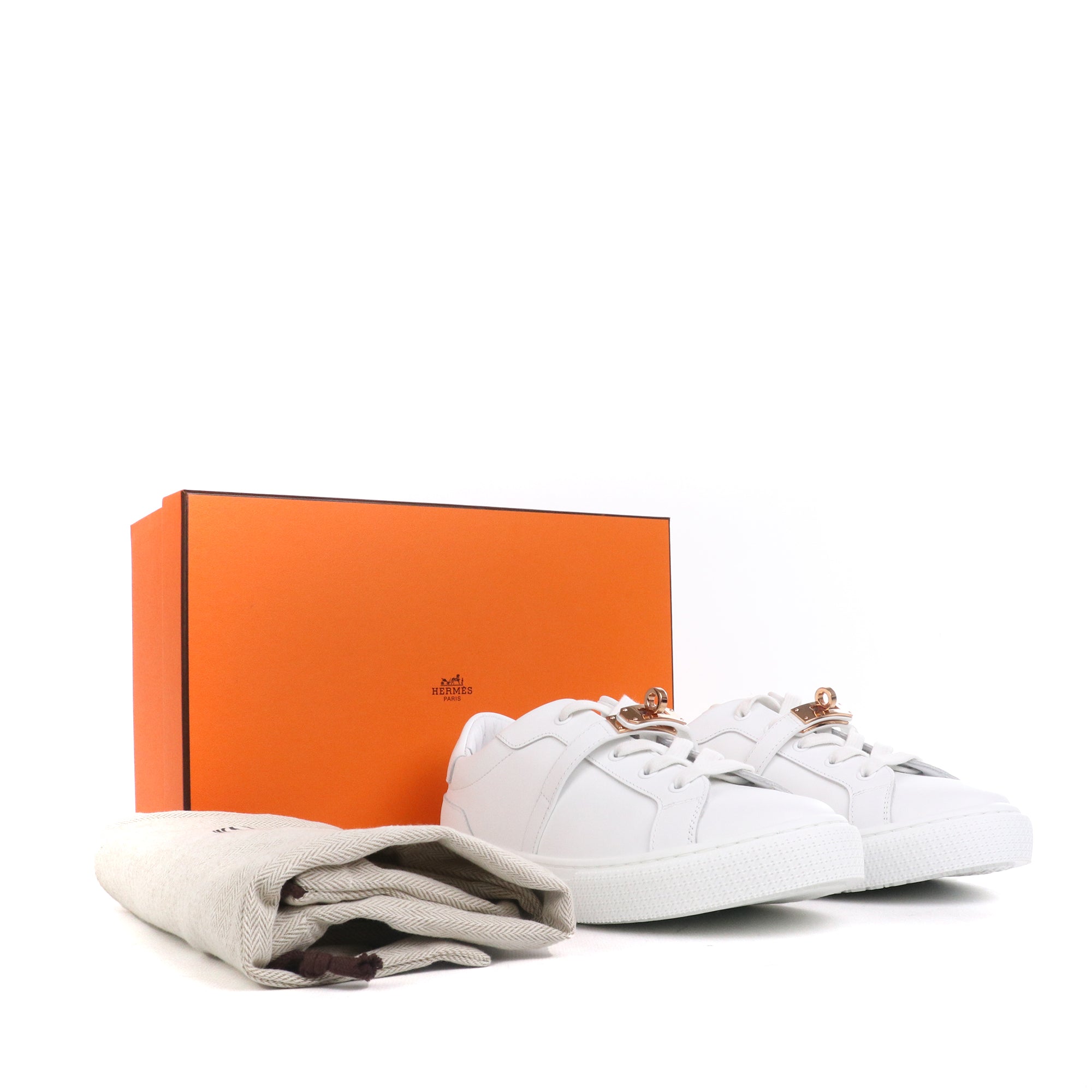 HERMÈS - Day sneakers in white leather (T39)