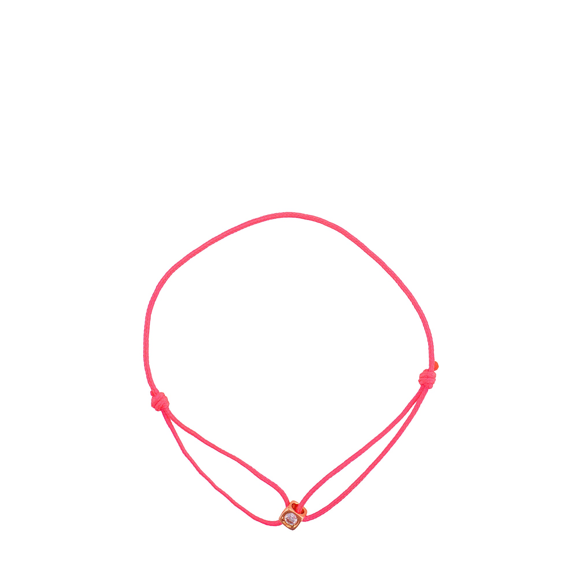 DINH VAN - Bracelet Le Cube Diamant Dinh Van en corde rose fluo