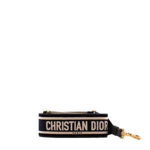 DIOR - Bandoulière avec anneau Dior en velours bleu marine