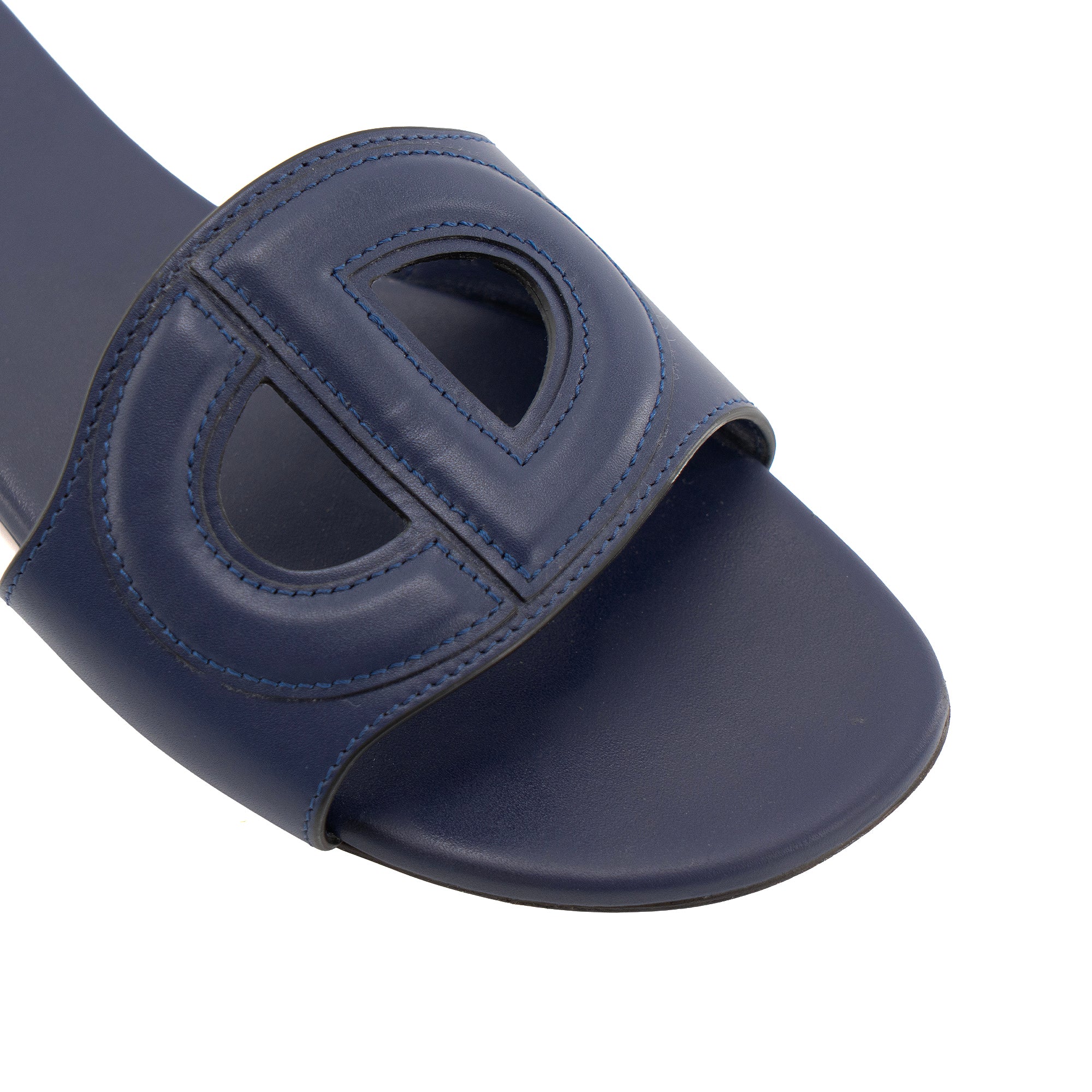 DIOR - Sandales D-Club Dior en cuir bleu marine (T37.5)
