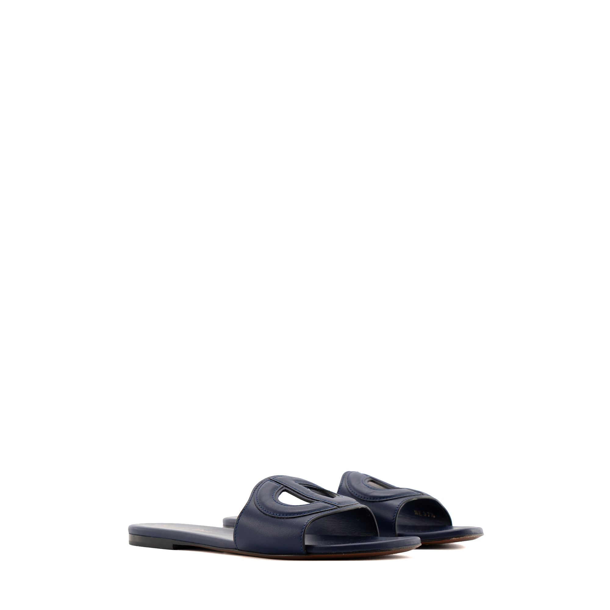DIOR - Sandales D-Club Dior en cuir bleu marine (T37.5)
