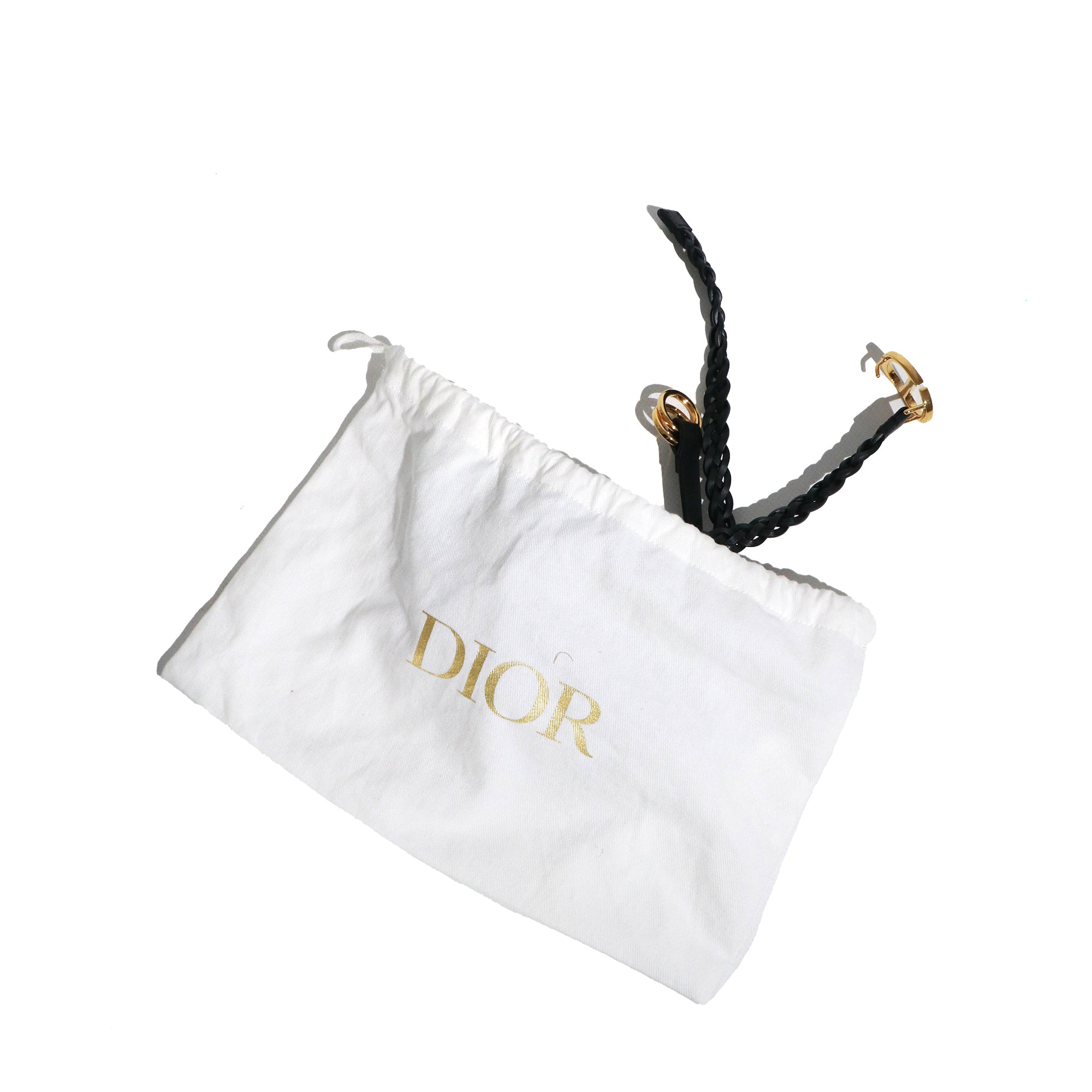 DIOR - Ceinture double CD Dior en cuir tressé noir (T80)