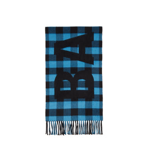 BALENCIAGA - Balenciaga black and blue wool scarf
