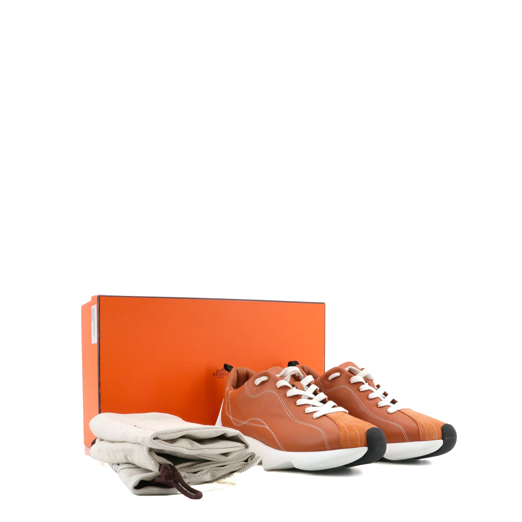 HERMÈS - Sneakers Envol Hermès en cuir marron (T39)