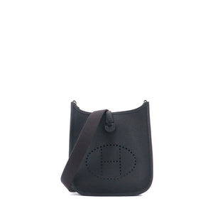HERMÈS - Sac à bandoulière Mini Evelyne 16 Hermès en cuir taurillon clémence bleu marine