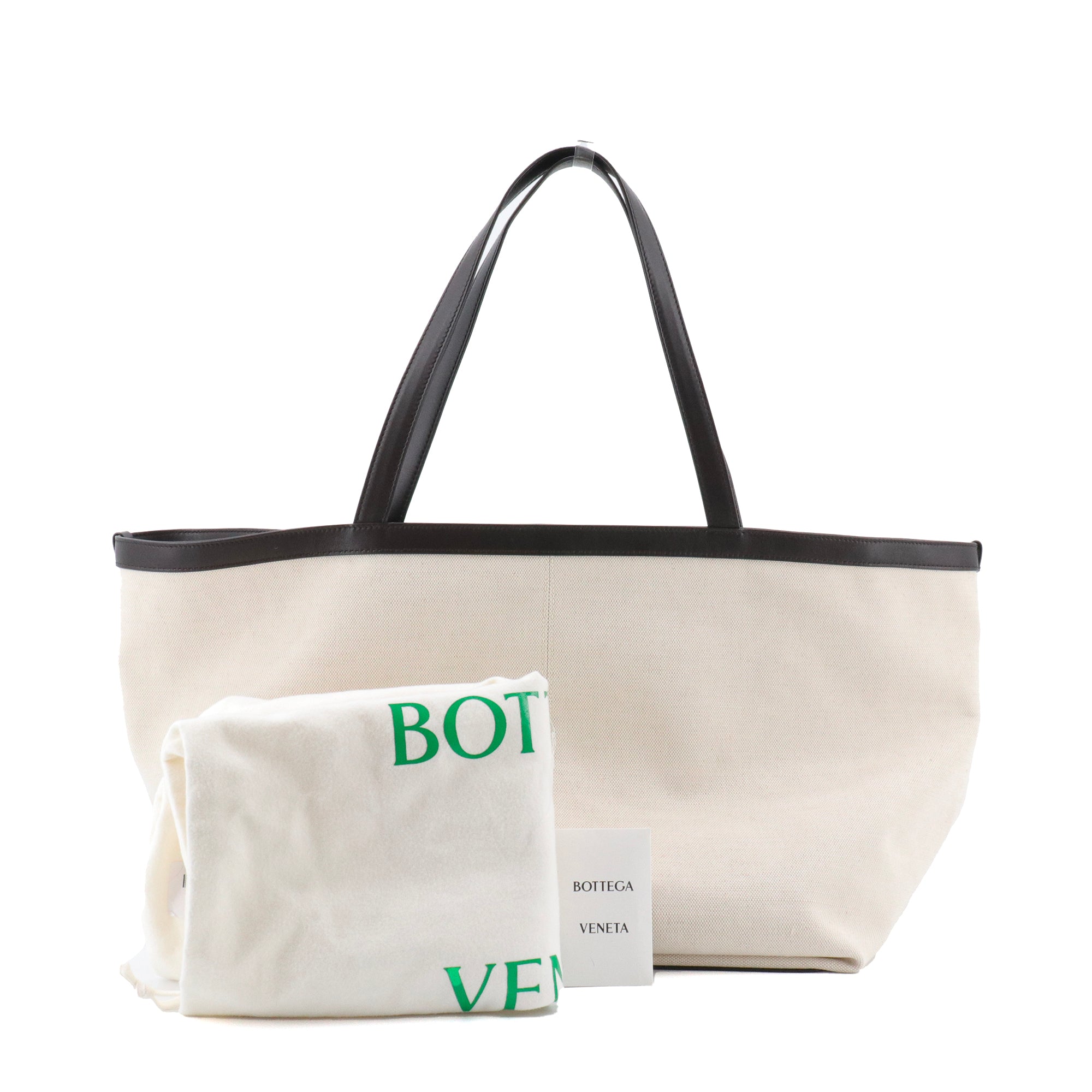 BOTTEGA VENETA - Sac cabas Flip Flap large Bottega Veneta en toile crème et cuir marron