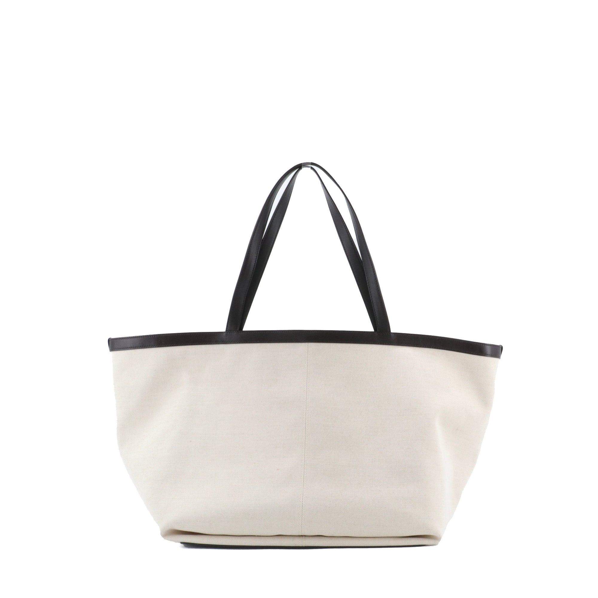 BOTTEGA VENETA - Sac cabas Flip Flap large Bottega Veneta en toile crème et cuir marron