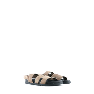 HERMÈS - Genius sandals in taupe suede (T42.5)