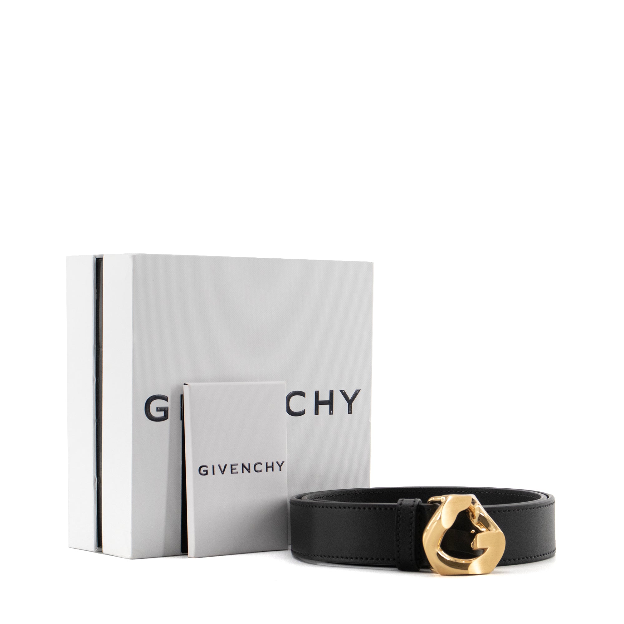 GIVENCHY - Ceinture G Givenchy en cuir noir (T75)