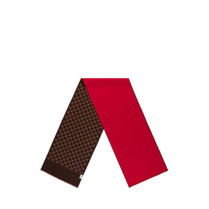 GUCCI - Écharpe réversible Gucci en laine monogrammée marron et rouge