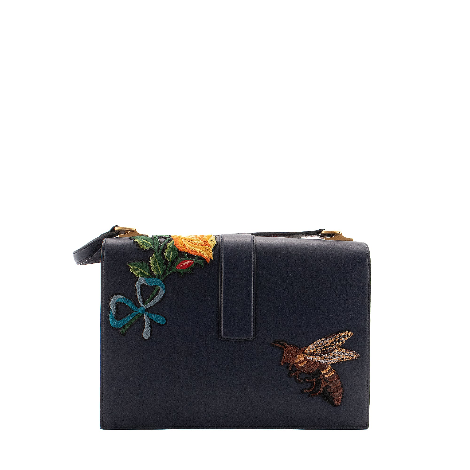 GUCCI - Sac à épaule Cat Lock Gucci en cuir orné de broderies