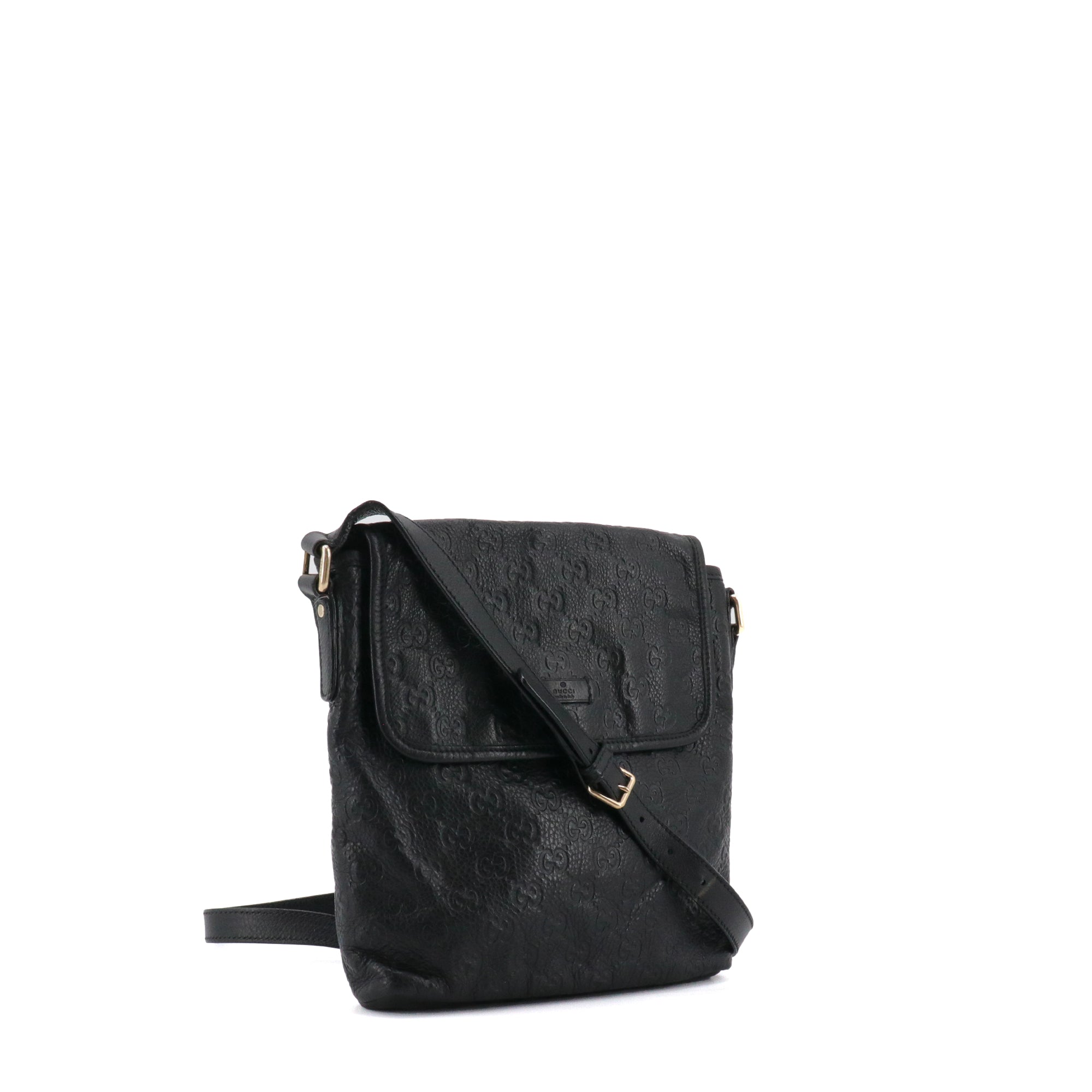 GUCCI - Guccissima Gucci shoulder bag in black embossed leather