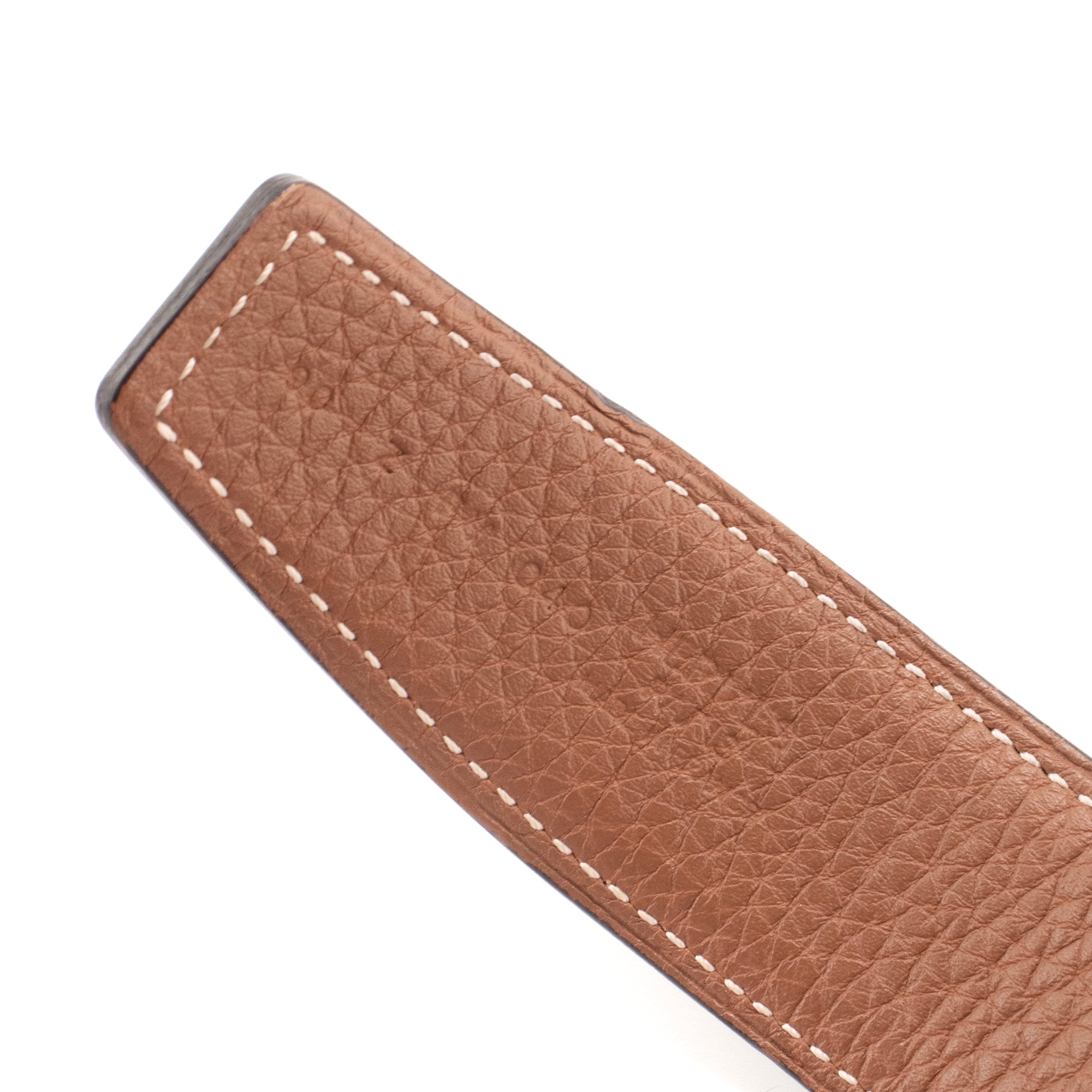 HERMÈS - Ceinture H réversible Hermès en cuir noir et marron (T90)