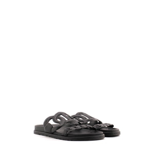 HERMÈS - Extra Hermès sandals in smooth black leather (size 39)