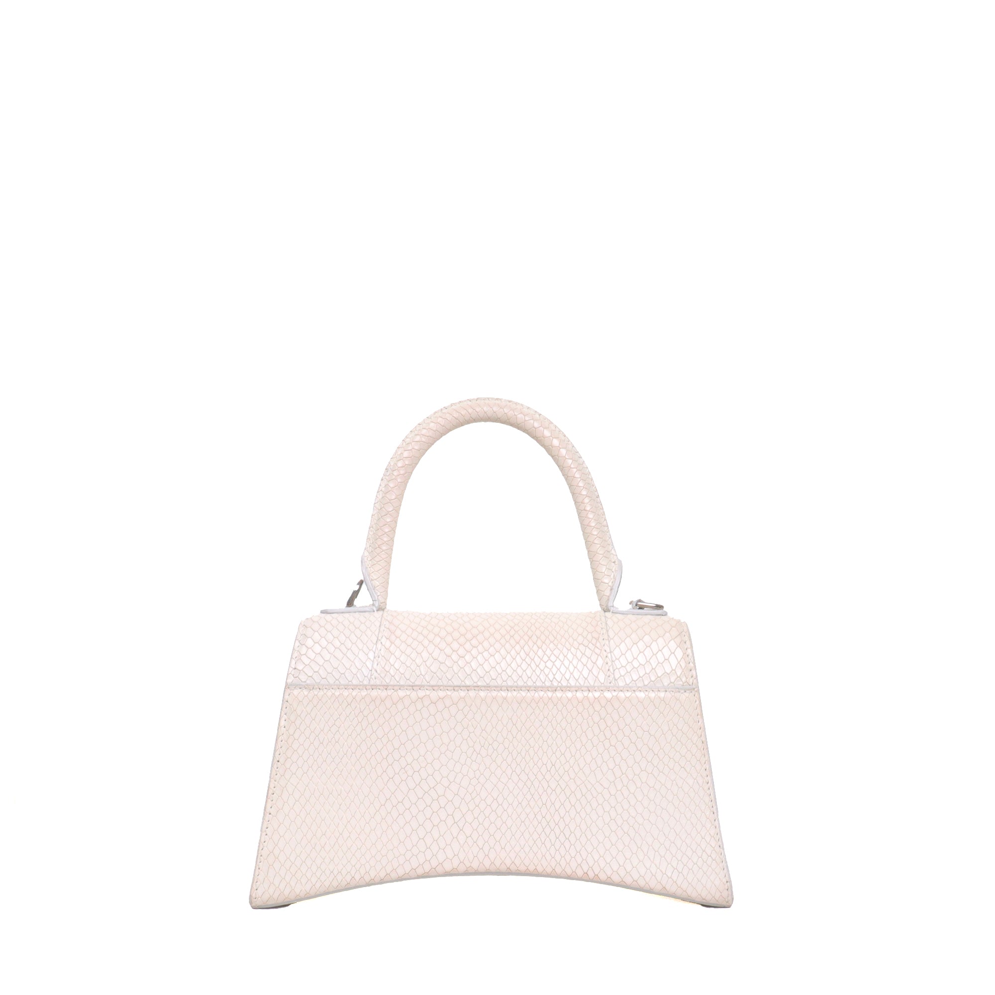 BALENCIAGA - Hourglass Balenciaga Small Size shoulder bag in white grained leather