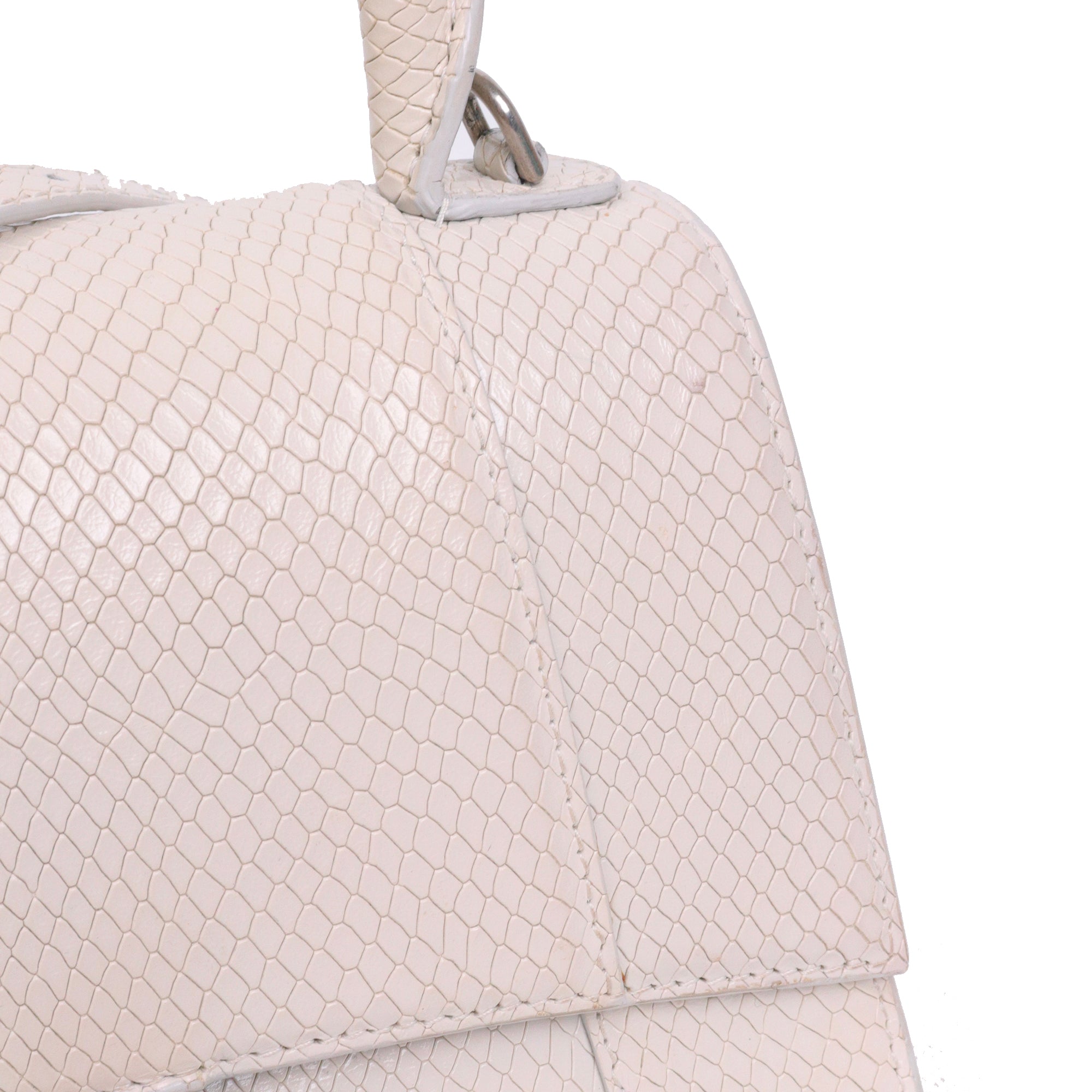 BALENCIAGA - Hourglass Balenciaga Small Size shoulder bag in white grained leather