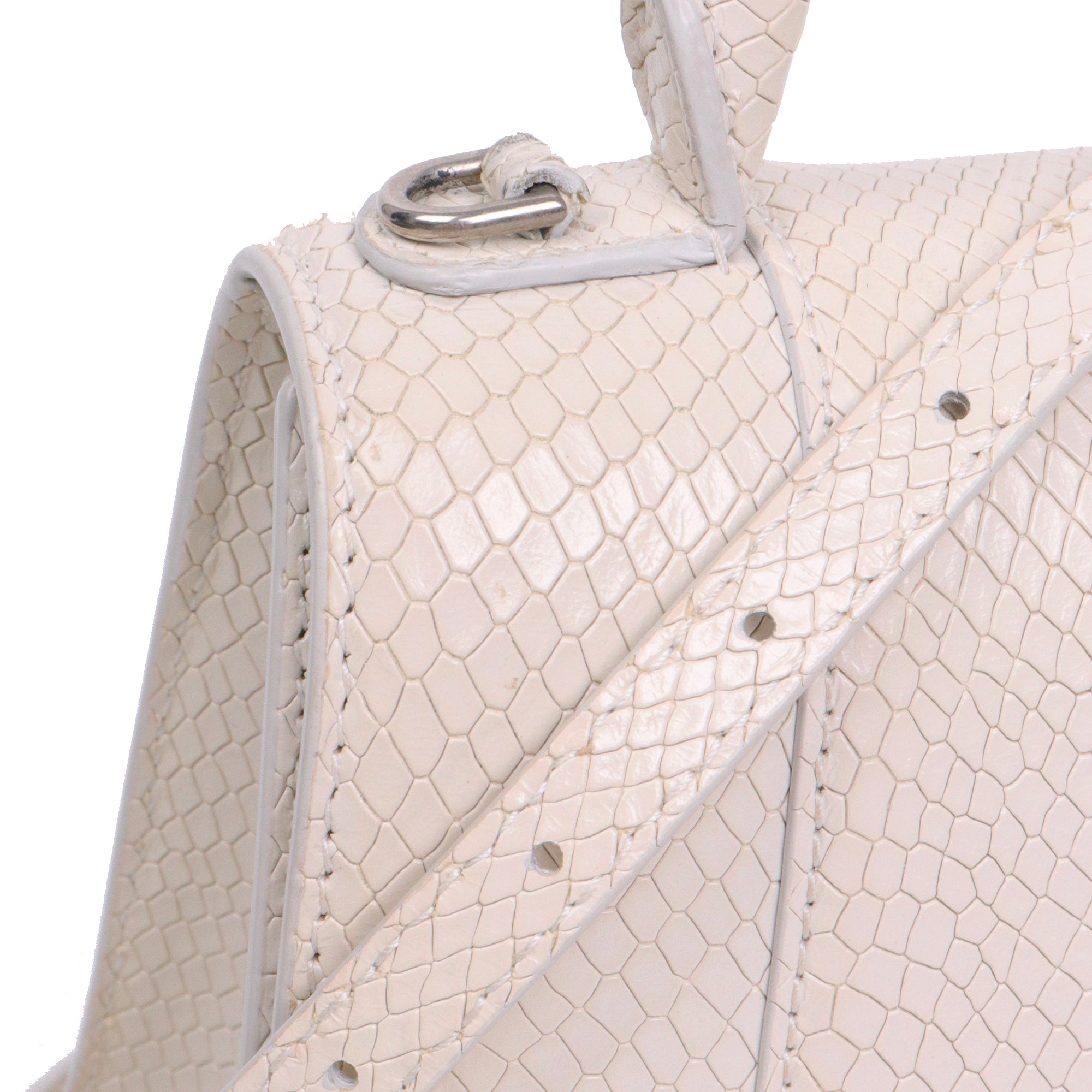 BALENCIAGA - Hourglass Balenciaga Small Size shoulder bag in white grained leather