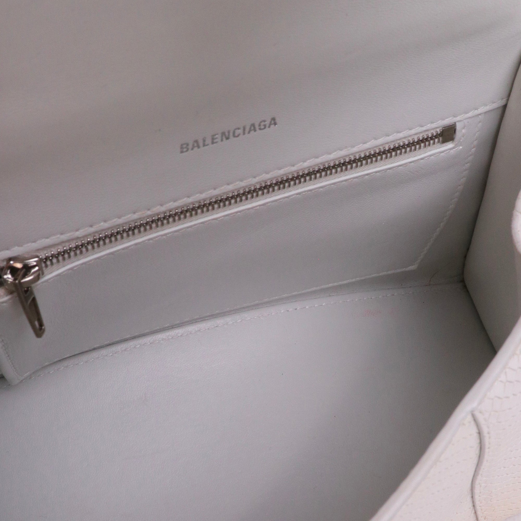 BALENCIAGA - Hourglass Balenciaga Small Size shoulder bag in white grained leather