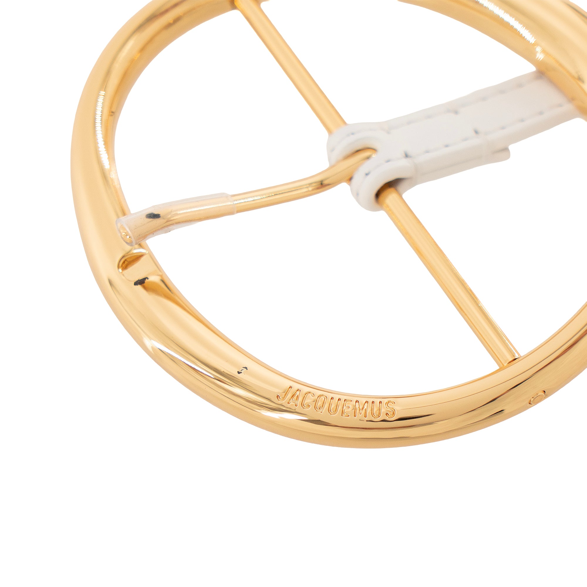 JACQUEMUS - The Jacquemus Round Belt in white leather (T95)
