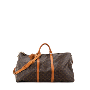 LOUIS VUITTON - Sac de voyage Keepall 60 bandoulière Louis Vuitton en toile enduite monogrammée vintage