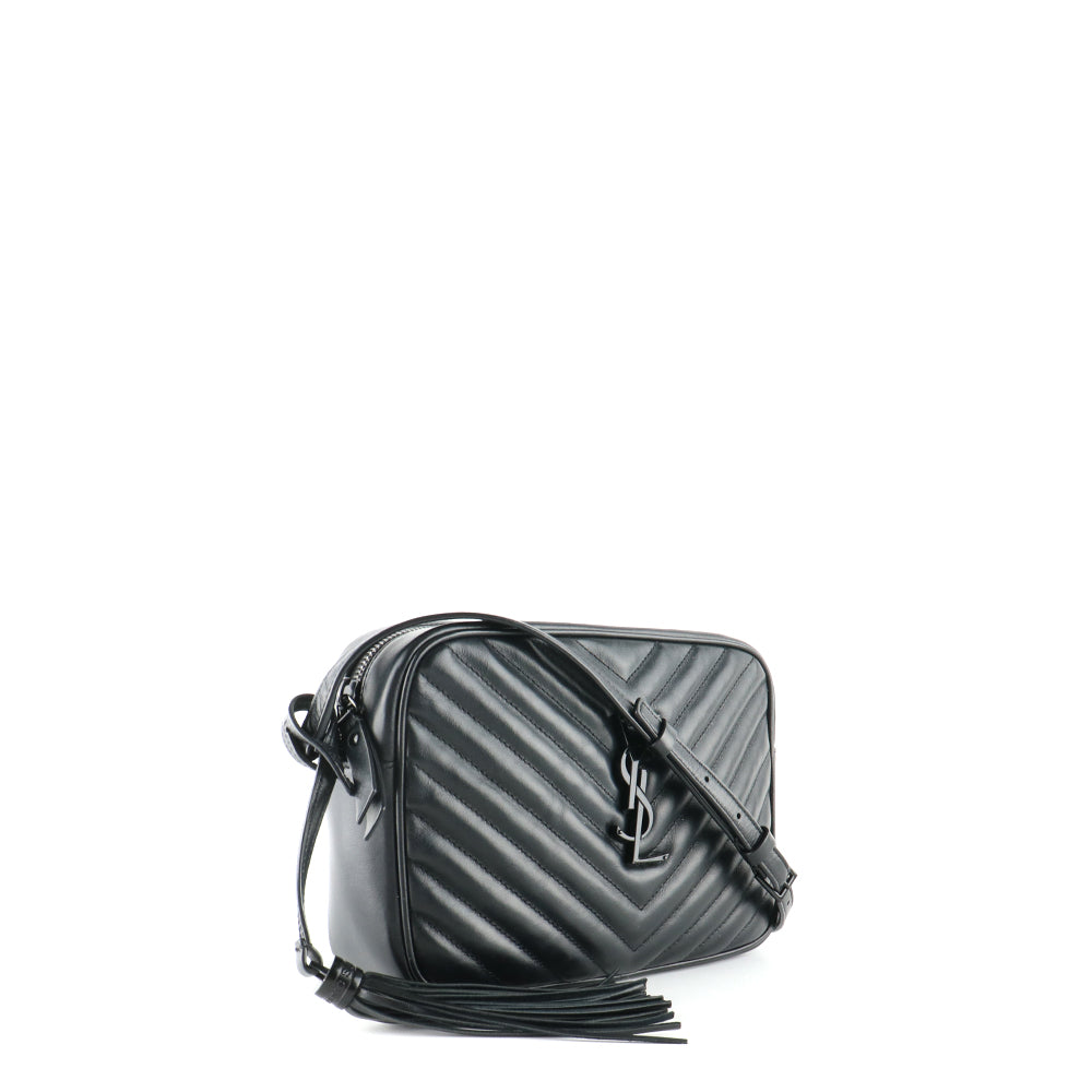 SAINT LAURENT - Sac à bandoulière Lou en cuir noir