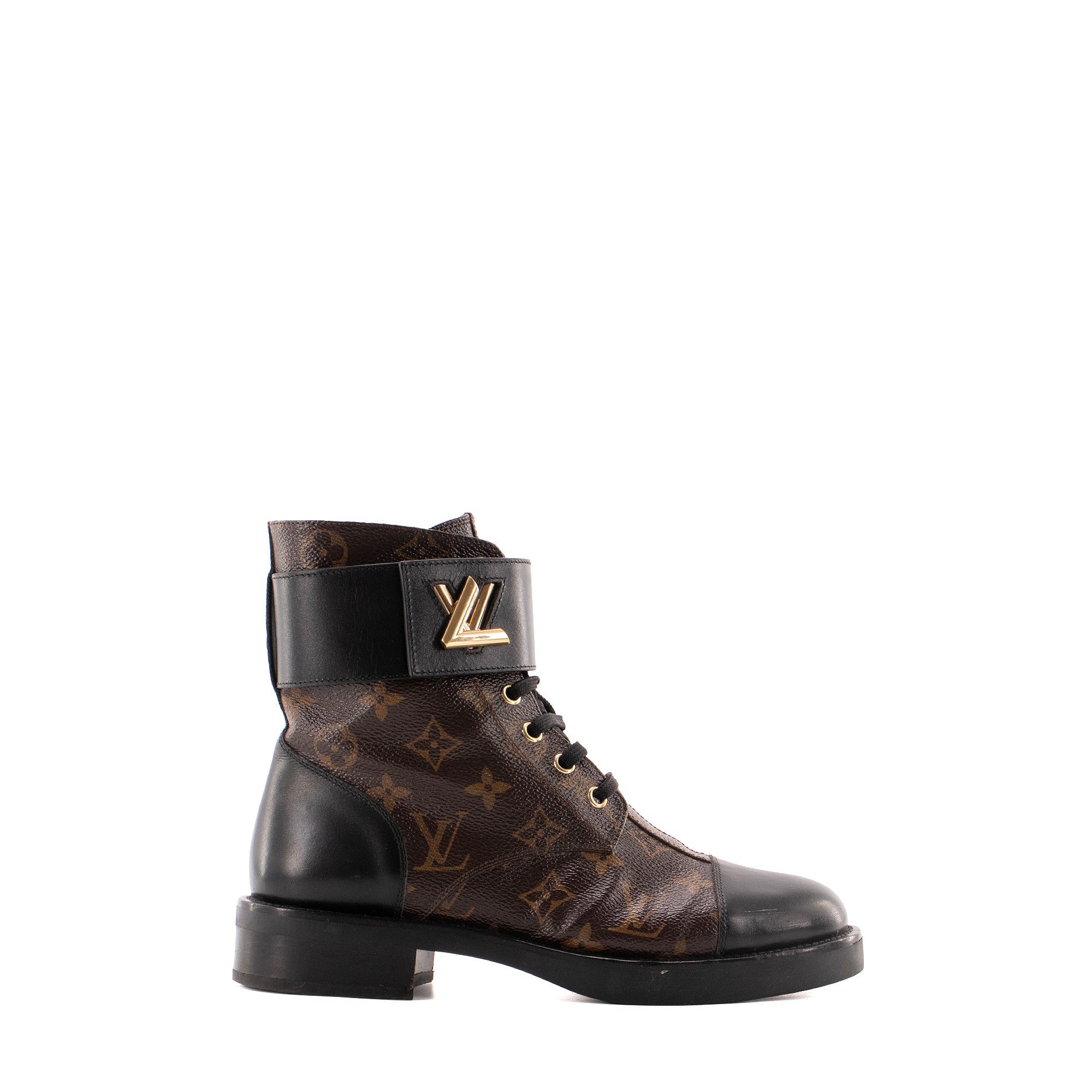 LOUIS VUITTON - Bottines Wonderland Louis Vuitton en cuir et toile monogrammée (T38)