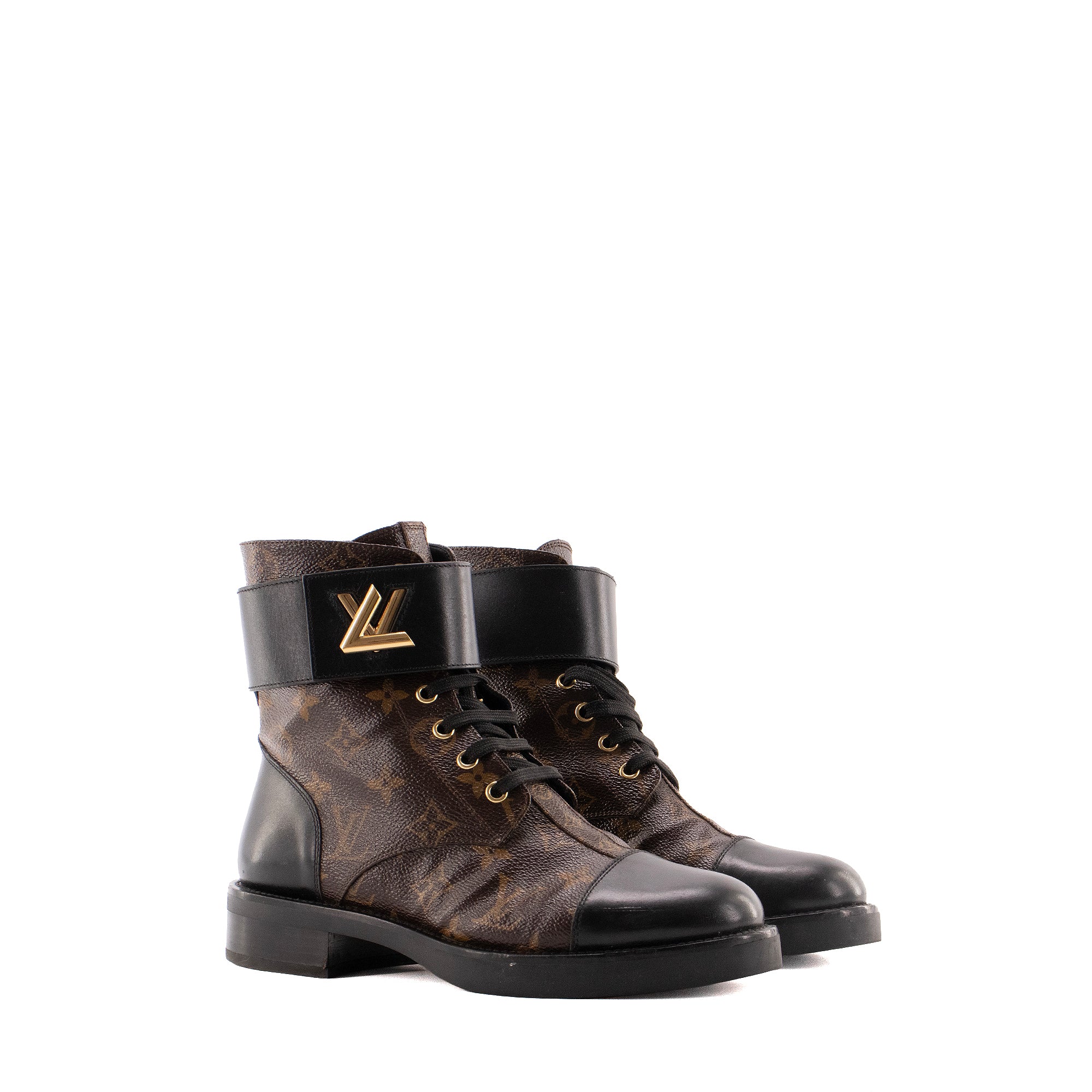 LOUIS VUITTON - Bottines Wonderland Louis Vuitton en cuir et toile monogrammée (T38)