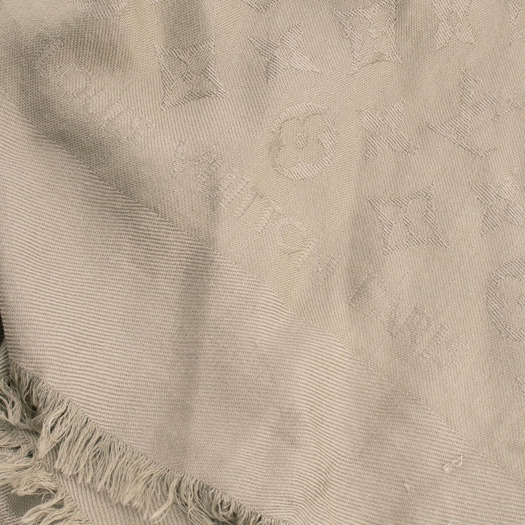 LOUIS VUITTON - Louis Vuitton Monogram Classic Shawl in Taupe Silk and Wool