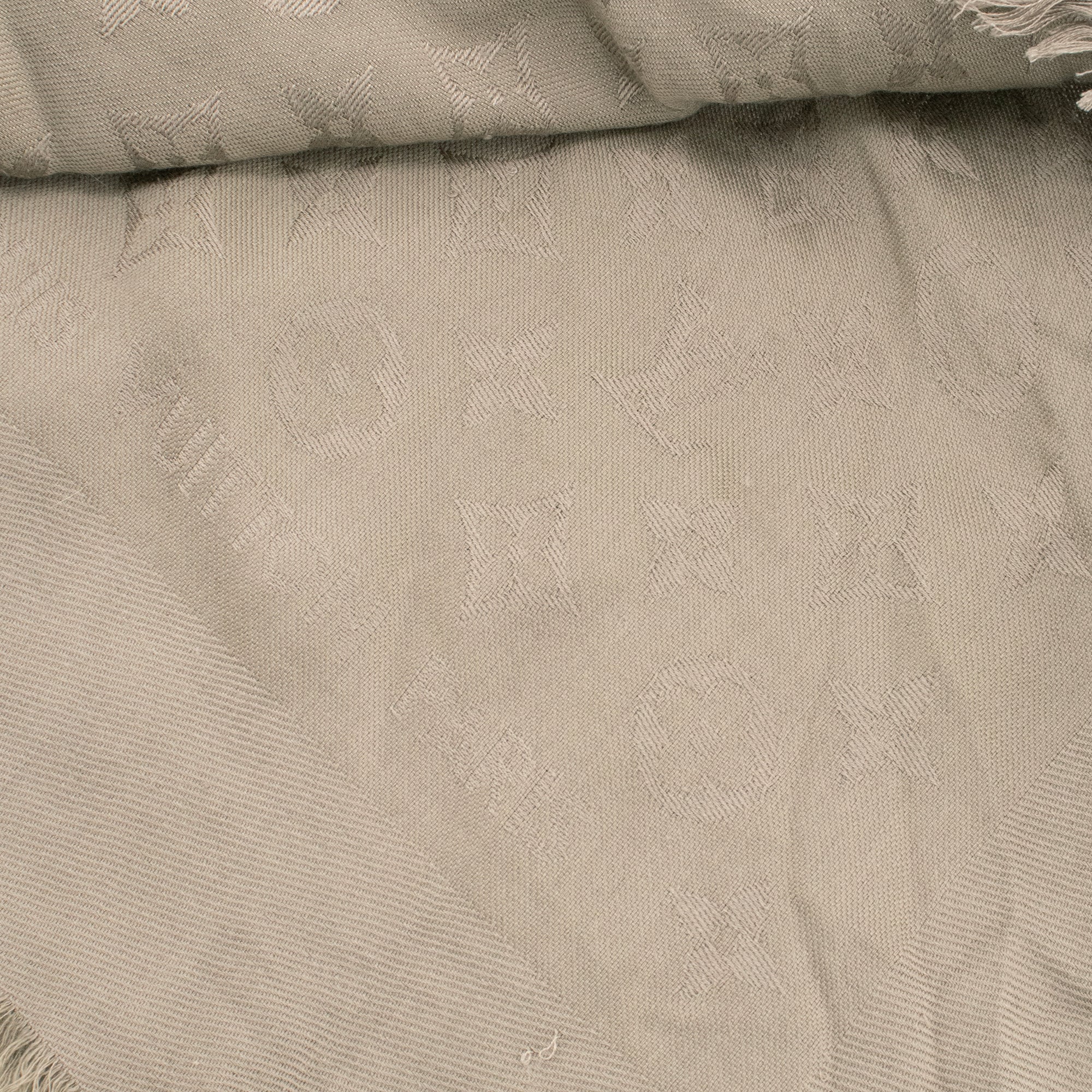 LOUIS VUITTON - Louis Vuitton Monogram Classic Shawl in Taupe Silk and Wool