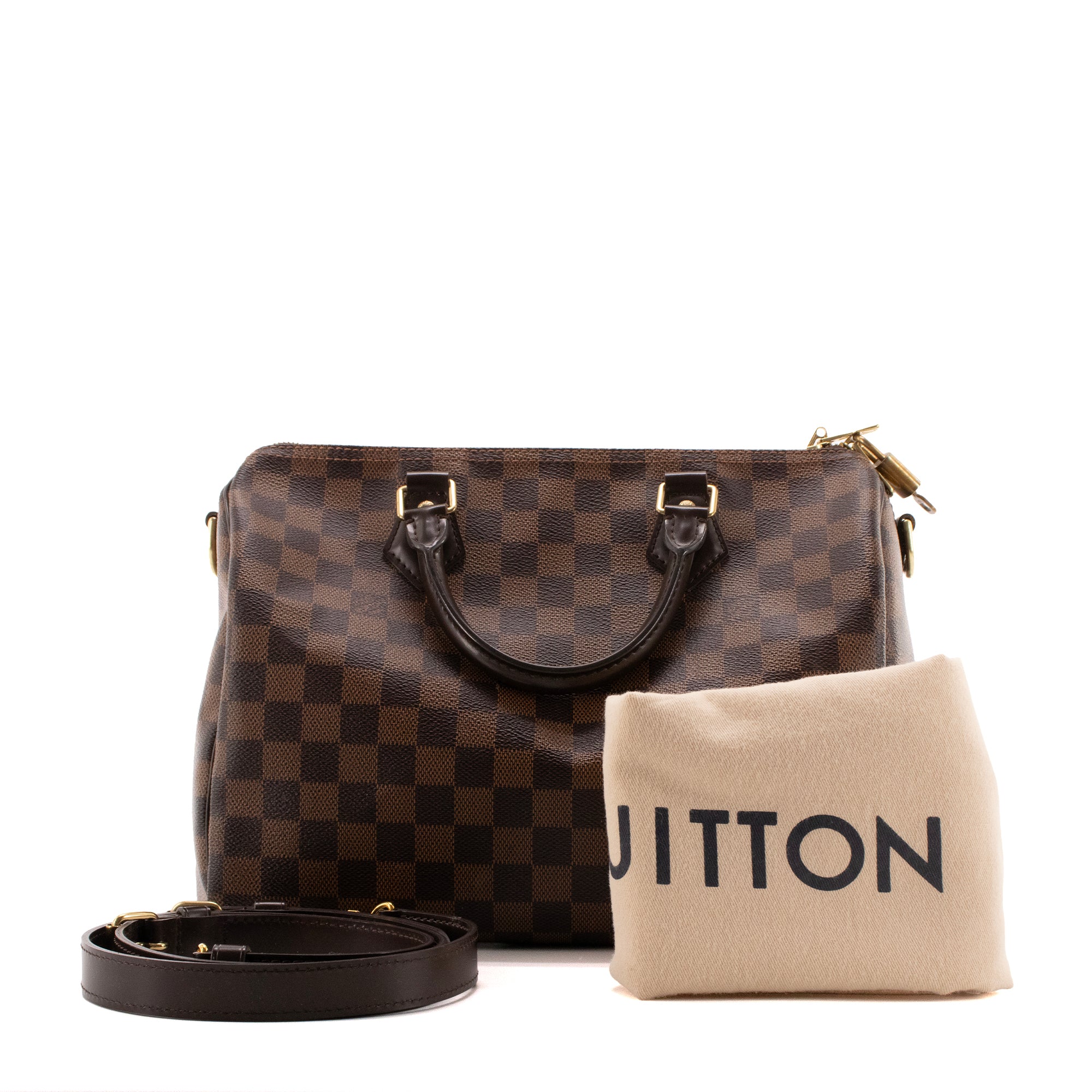 LOUIS VUITTON - Sac à bandoulière Speedy 30 Louis Vuitton en toile damier ébène