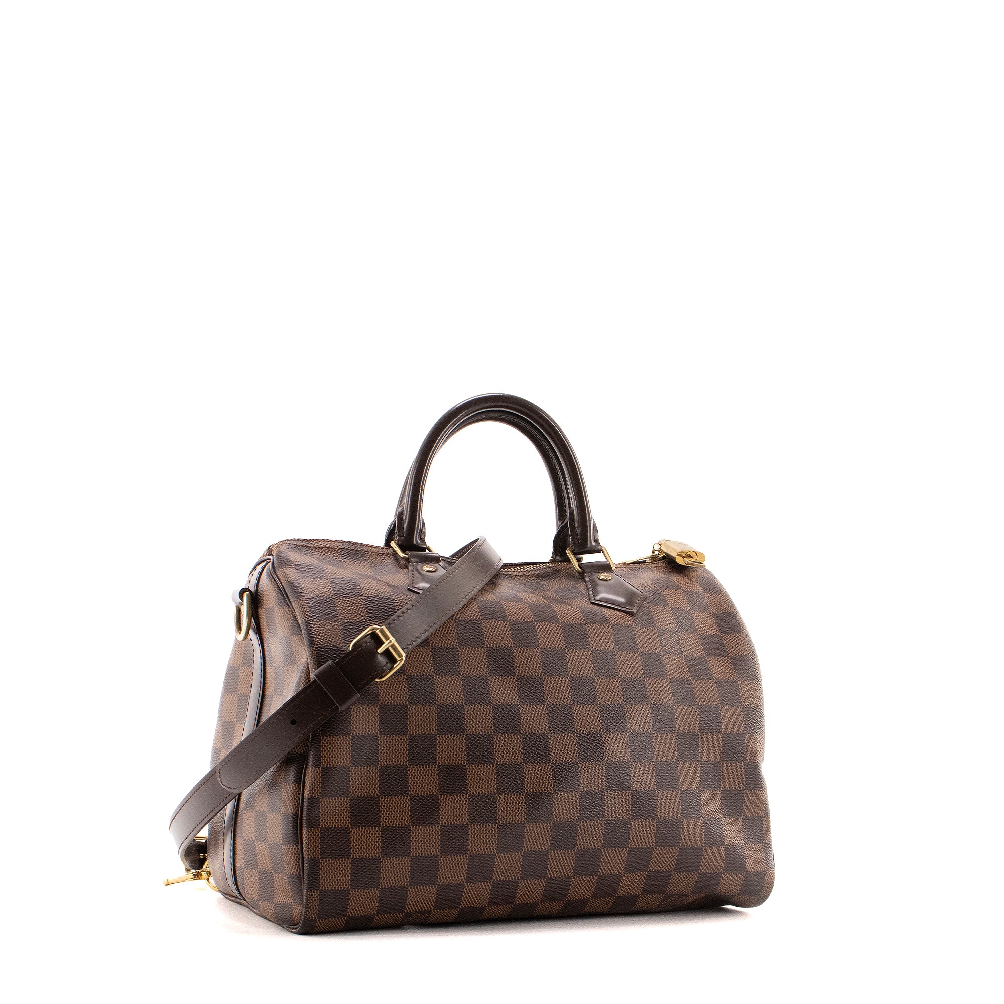 LOUIS VUITTON - Sac à bandoulière Speedy 30 Louis Vuitton en toile damier ébène