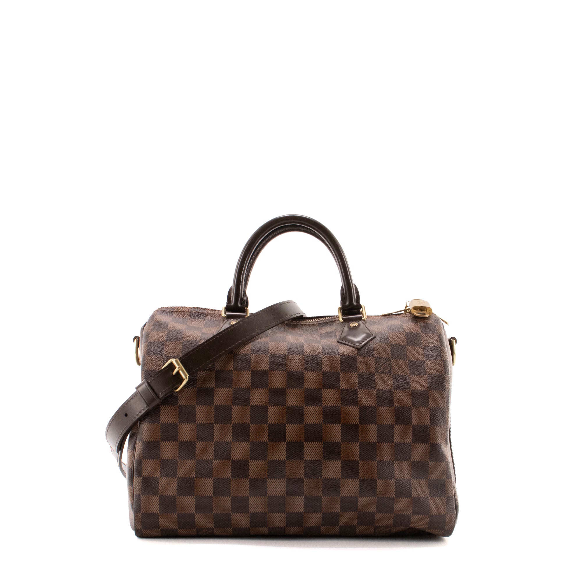 LOUIS VUITTON - Sac à bandoulière Speedy 30 Louis Vuitton en toile damier ébène