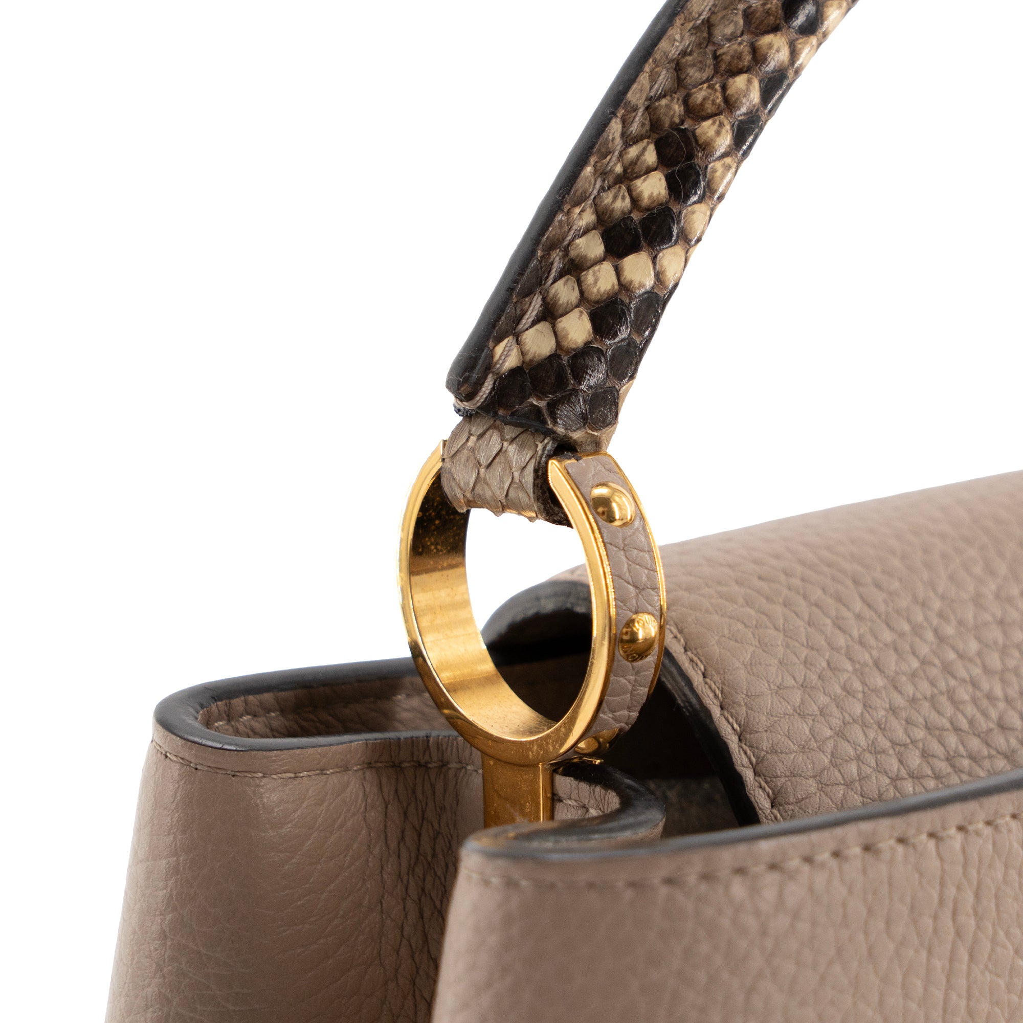 LOUIS VUITTON - Louis Vuitton Capucines BB handbag in beige bull calfskin and python