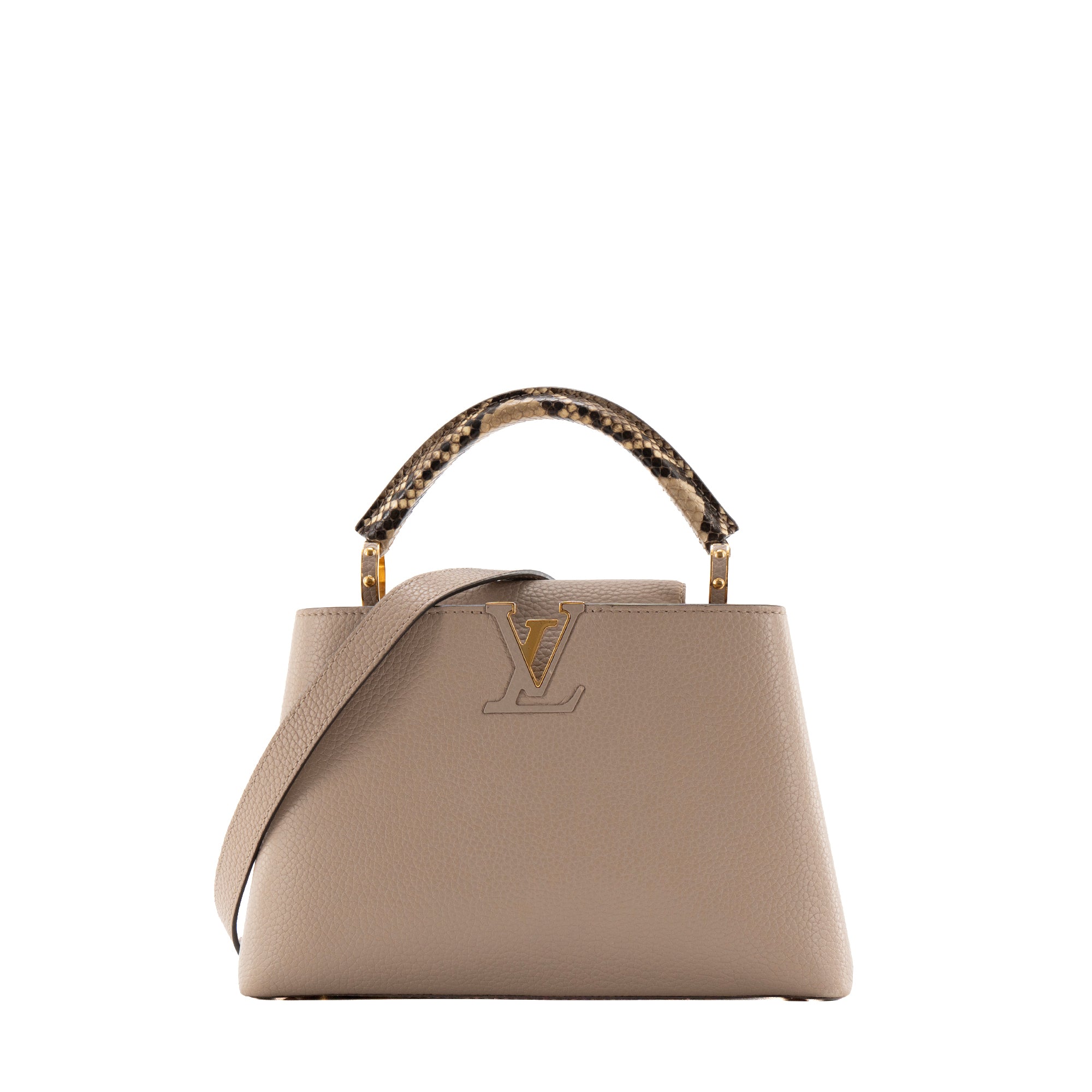 LOUIS VUITTON - Louis Vuitton Capucines BB handbag in beige bull calfskin and python