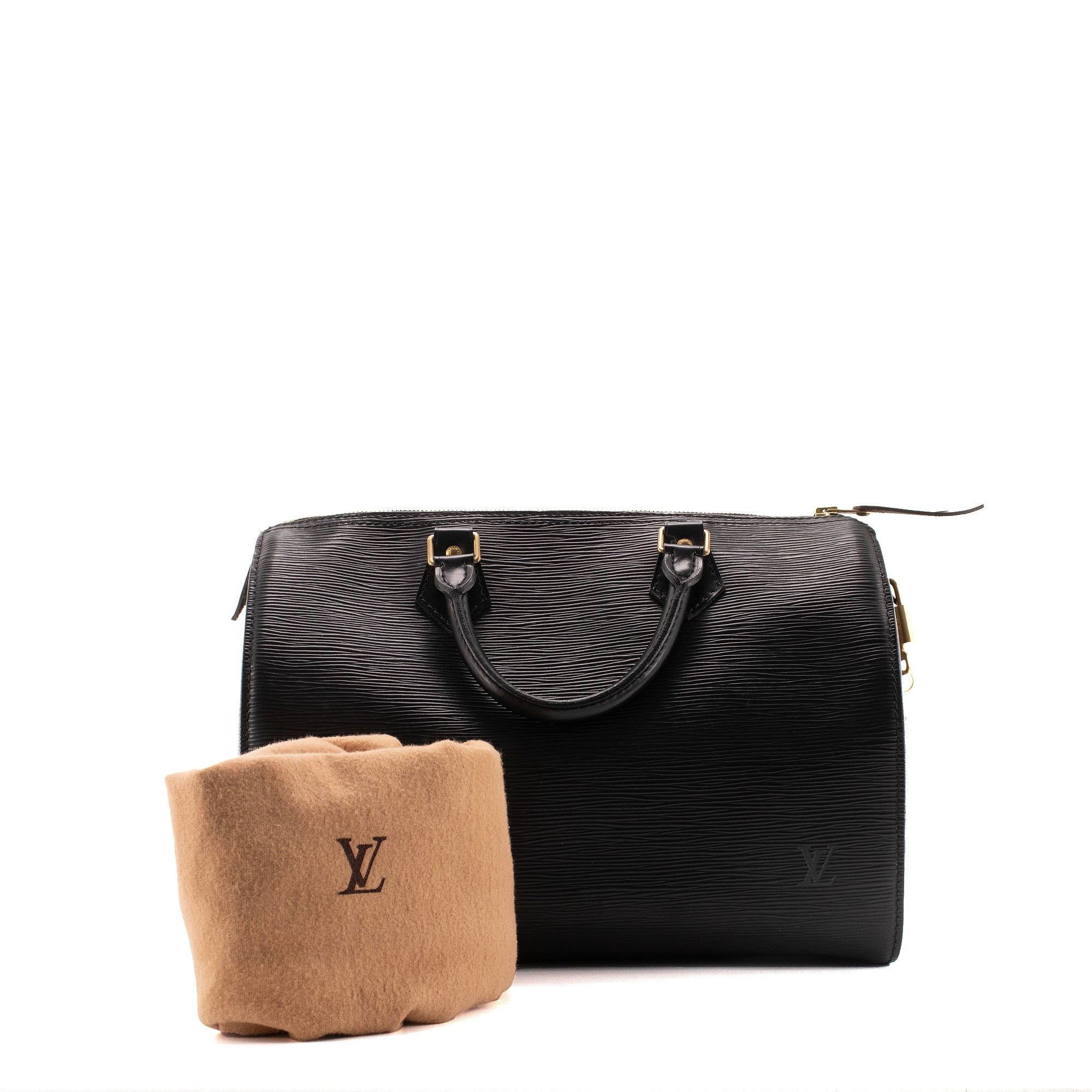 LOUIS VUITTON - Sac à main Speedy 35 Louis Vuitton en cuir épi noir vintage