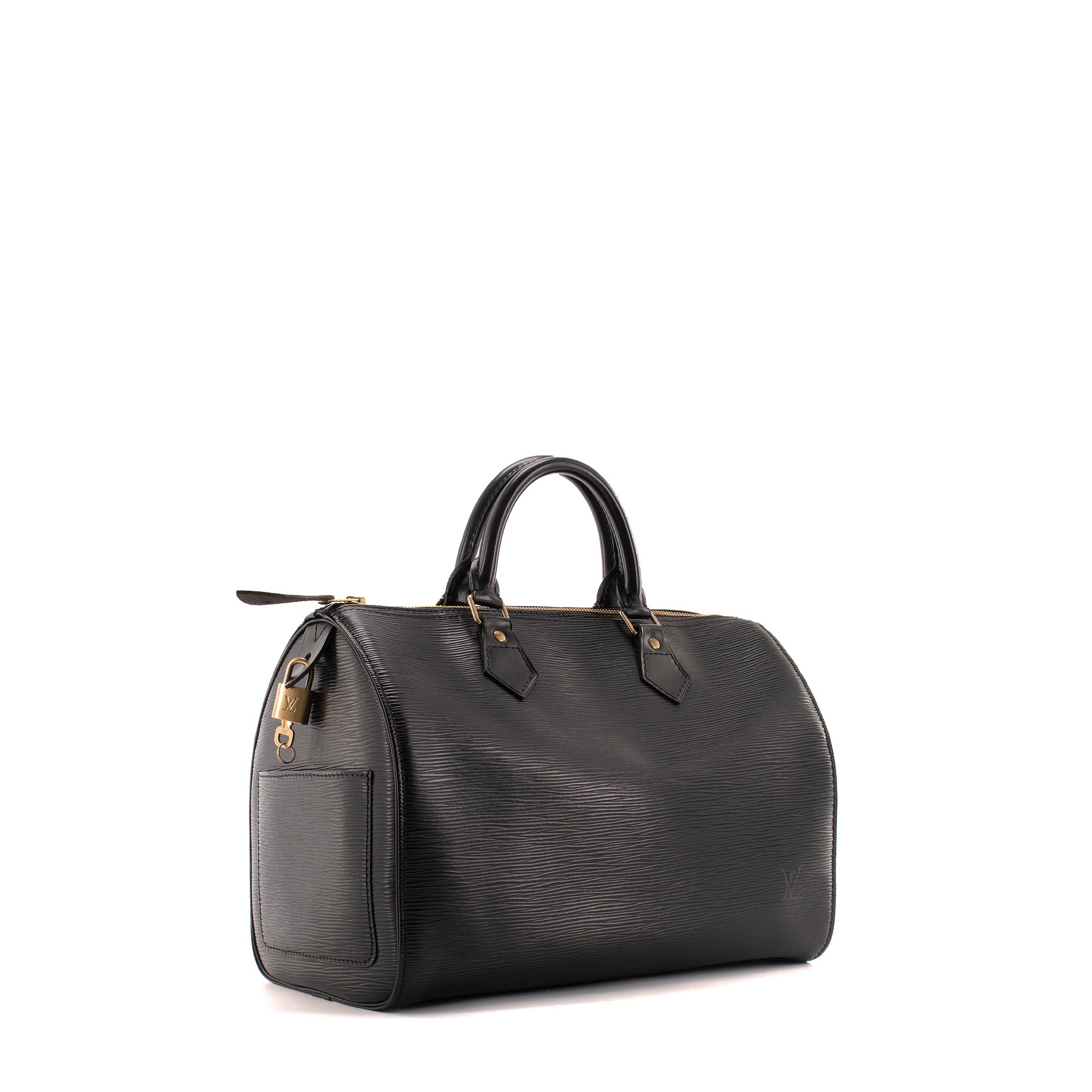 LOUIS VUITTON - Sac à main Speedy 35 Louis Vuitton en cuir épi noir vintage