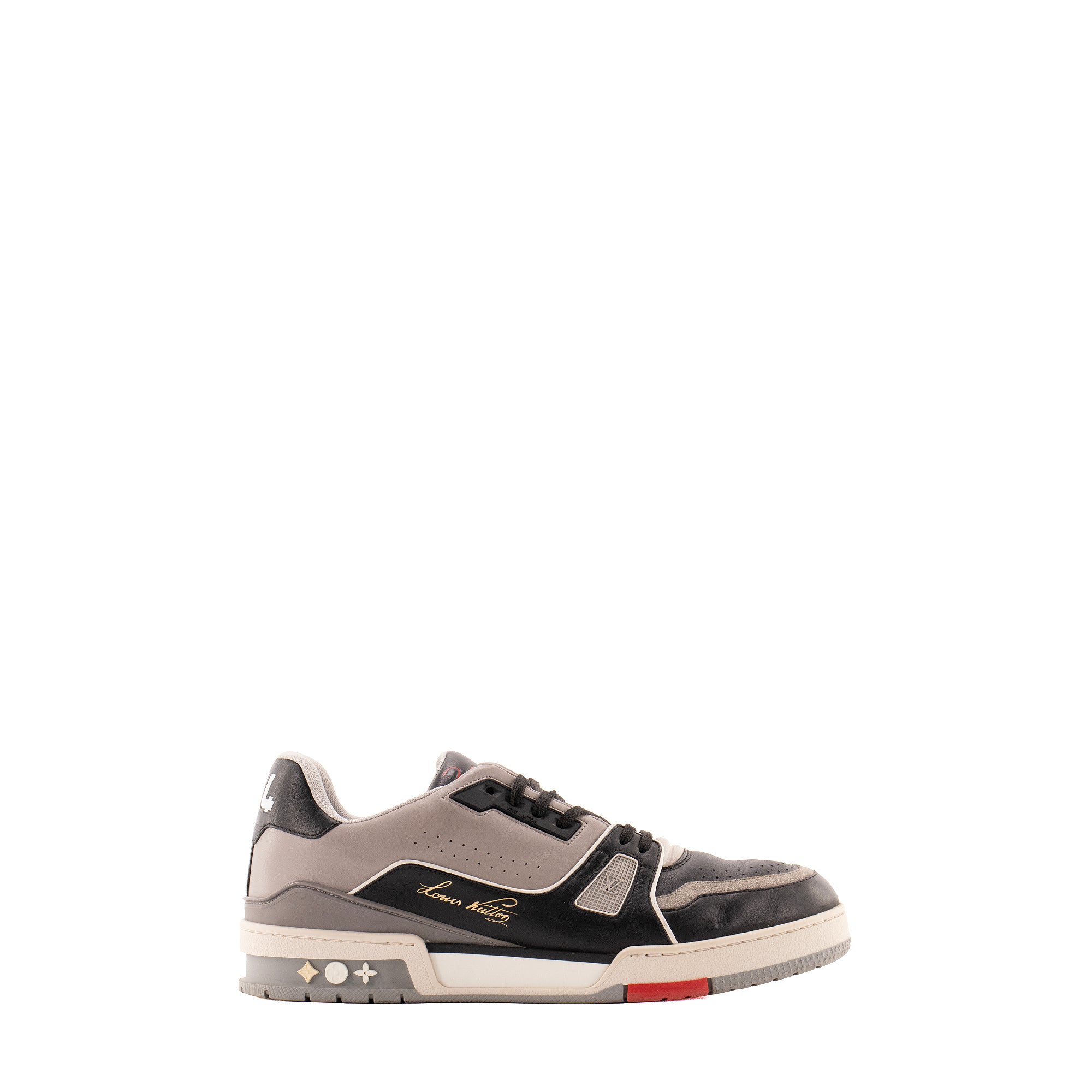 LOUIS VUITTON - Sneakers LV Trainer Low Louis Vuitton en cuir gris et noir (T42.5)
