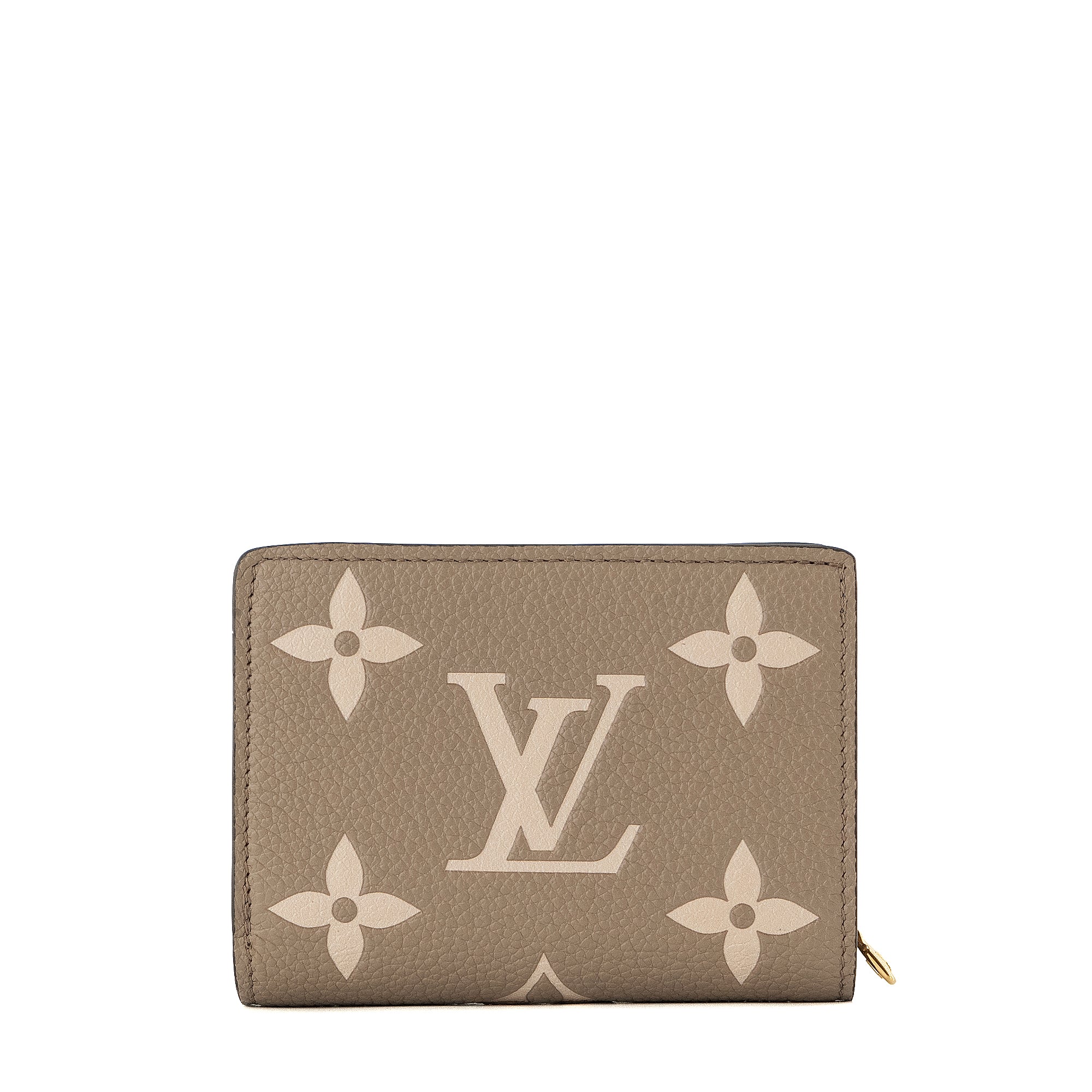 LOUIS VUITTON - Portefeuille Cléa Louis Vuitton en cuir empreinte monogram taupe