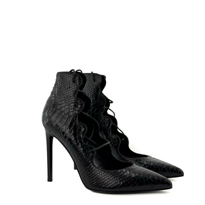 SAINT LAURENT - Escarpins à talon Saint Laurent en cuir effet python (T37,5)