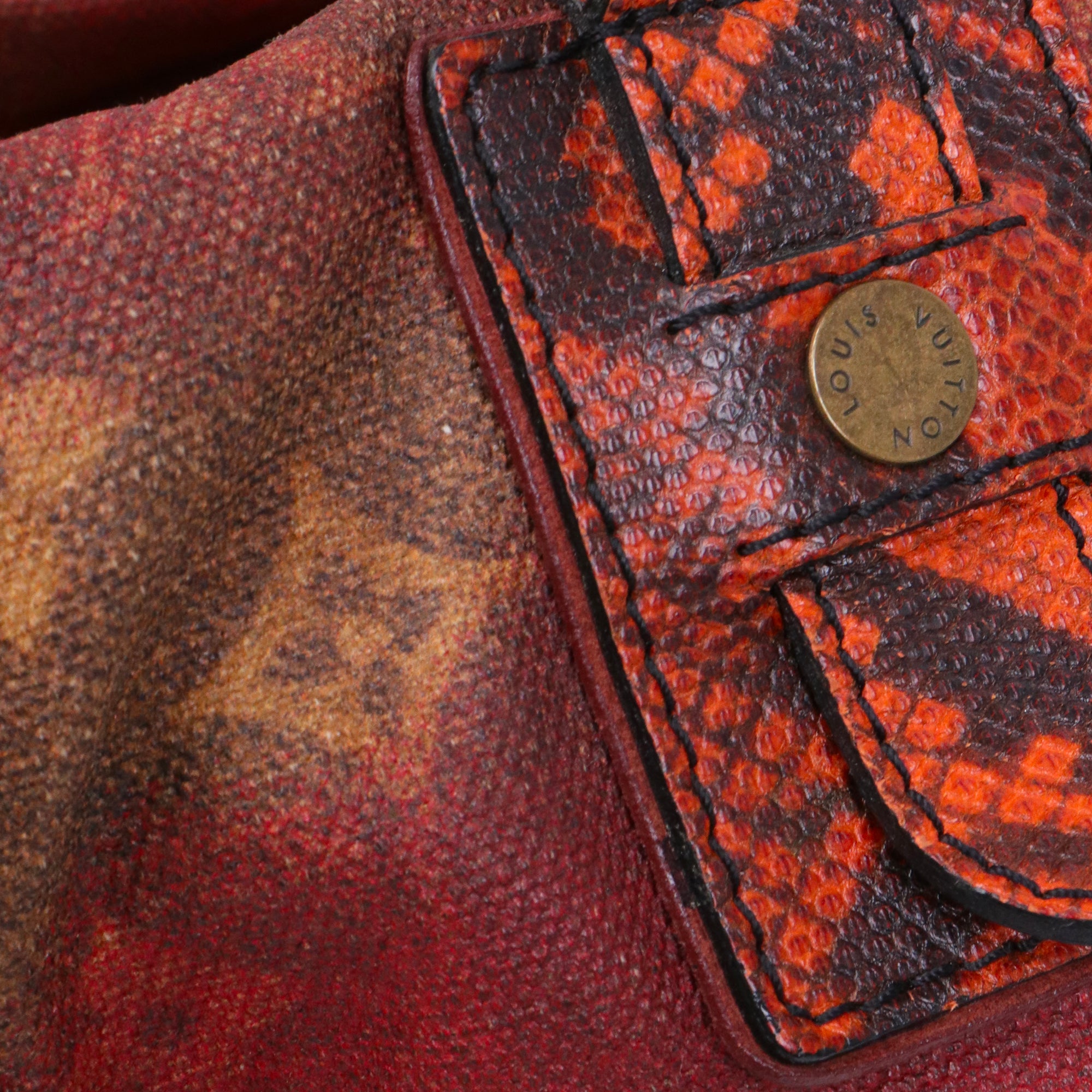 LOUIS VUITTON - Sac à main Speedy Man Crazy  Vintage Louis Vuitton en toile python bowly rouge