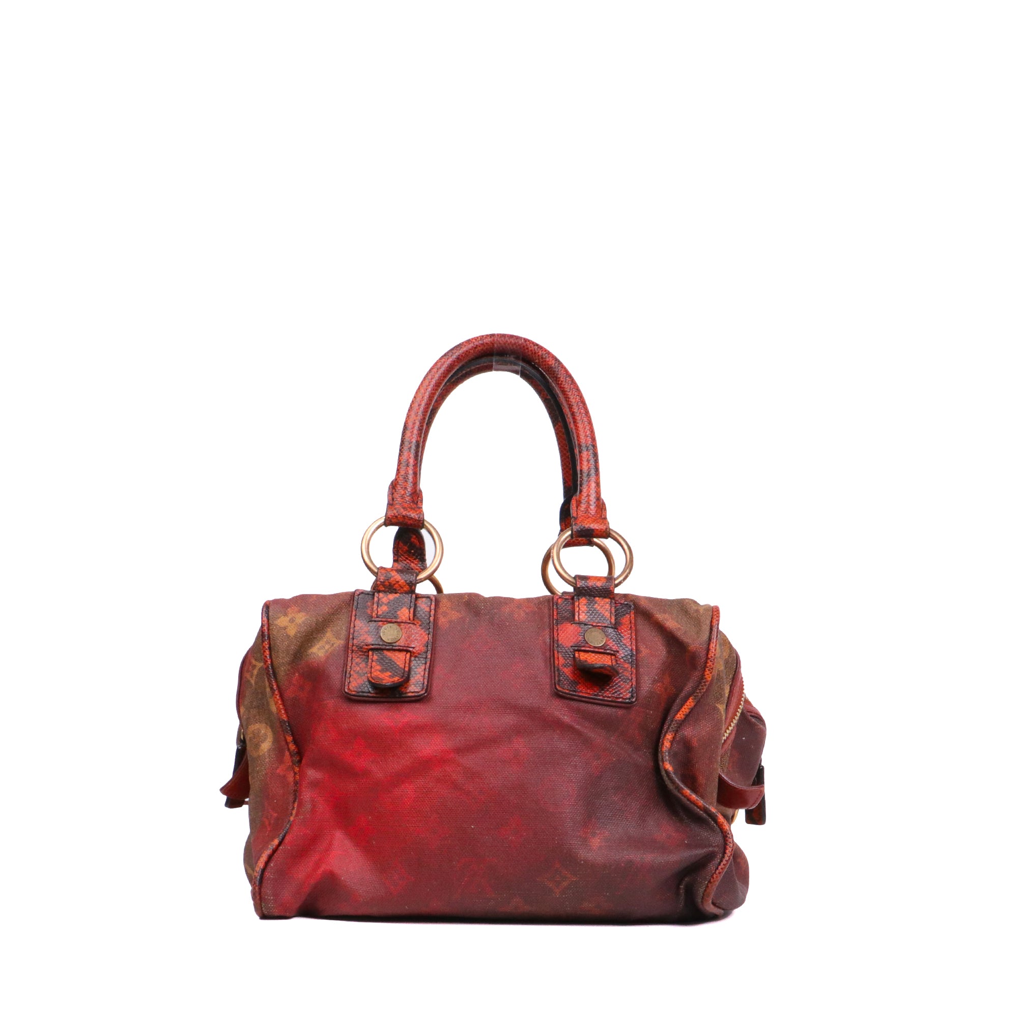LOUIS VUITTON - Sac à main Speedy Man Crazy  Vintage Louis Vuitton en toile python bowly rouge
