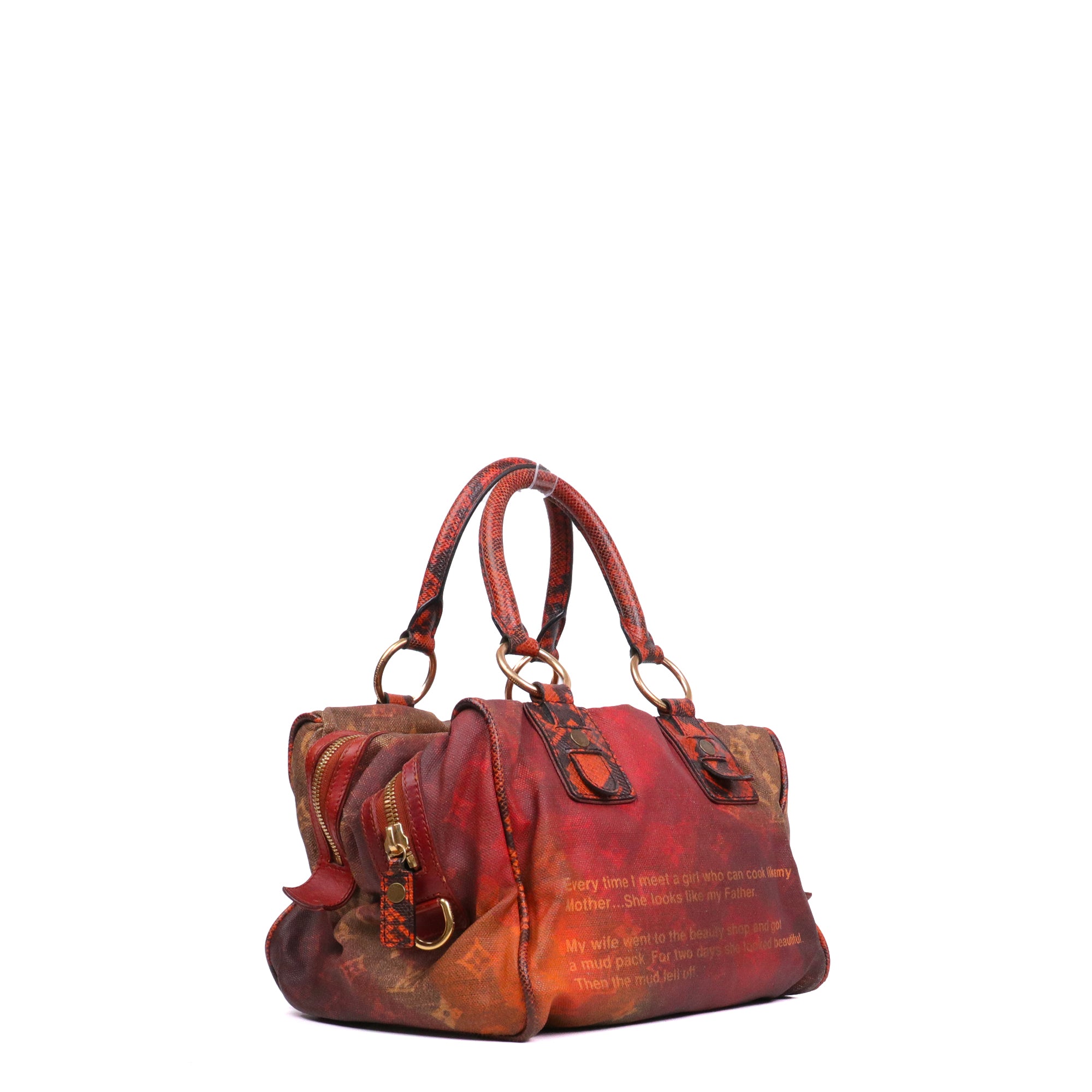 LOUIS VUITTON - Sac à main Speedy Man Crazy  Vintage Louis Vuitton en toile python bowly rouge
