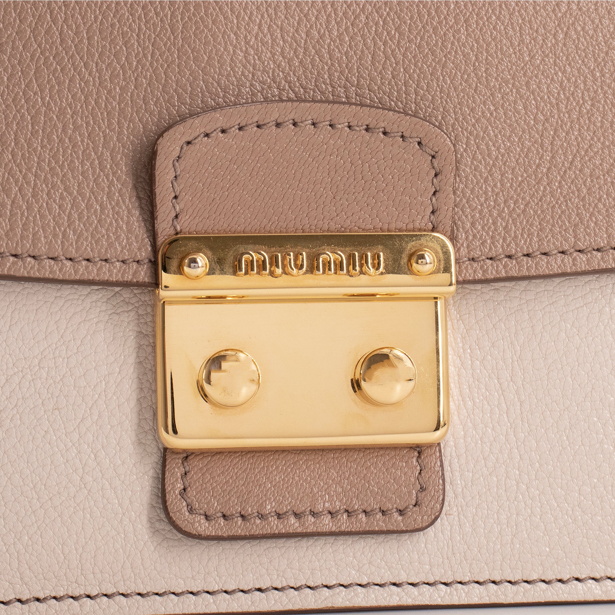 MIU MIU - Miu Miu Coffer shoulder bag in two-tone beige and brown leather
