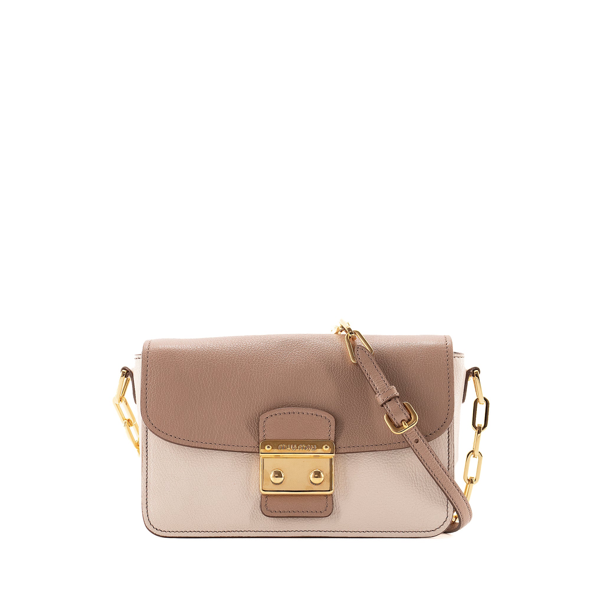 MIU MIU - Miu Miu Coffer shoulder bag in two-tone beige and brown leather