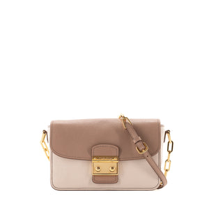 MIU MIU - Sac à bandoulière Coffer Miu Miu en cuir bicolore beige et marron